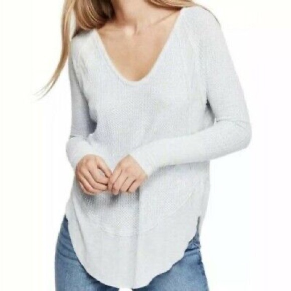 Free People We the Free Catalina Long Sleeve Top in Baby Blue - Picture 1 of 7